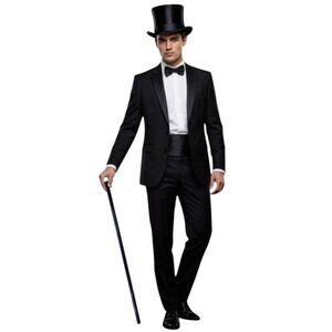 Dance Parade Cane Canes Theatre 36" Black Wood White Tips Costume